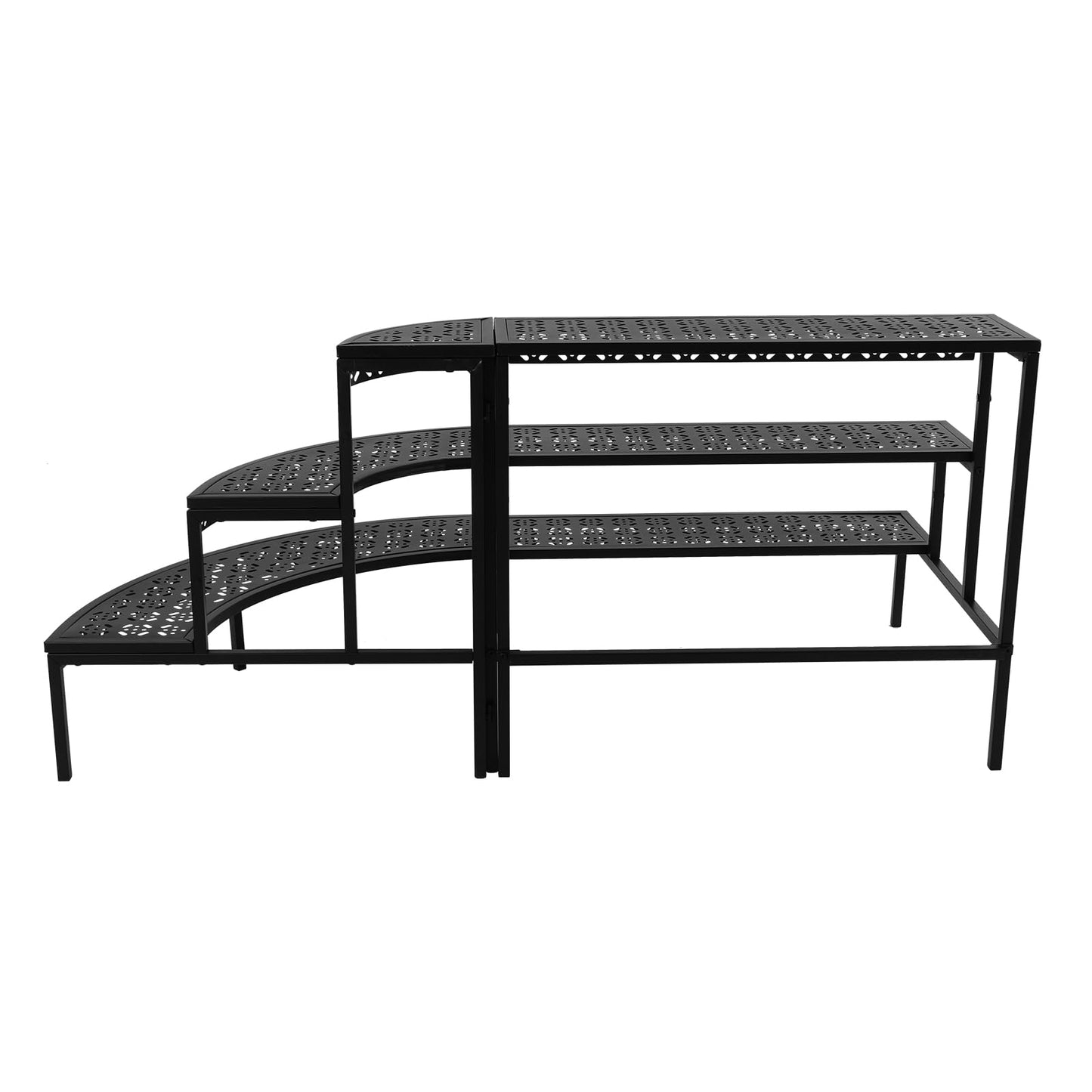 TrueyEssence 3 Tier Metal Plant Stand, Ladder Flower Pot Holder Corner Step Storage Display Rack for Garden Patio Balcony Indoor/Outdoor Black