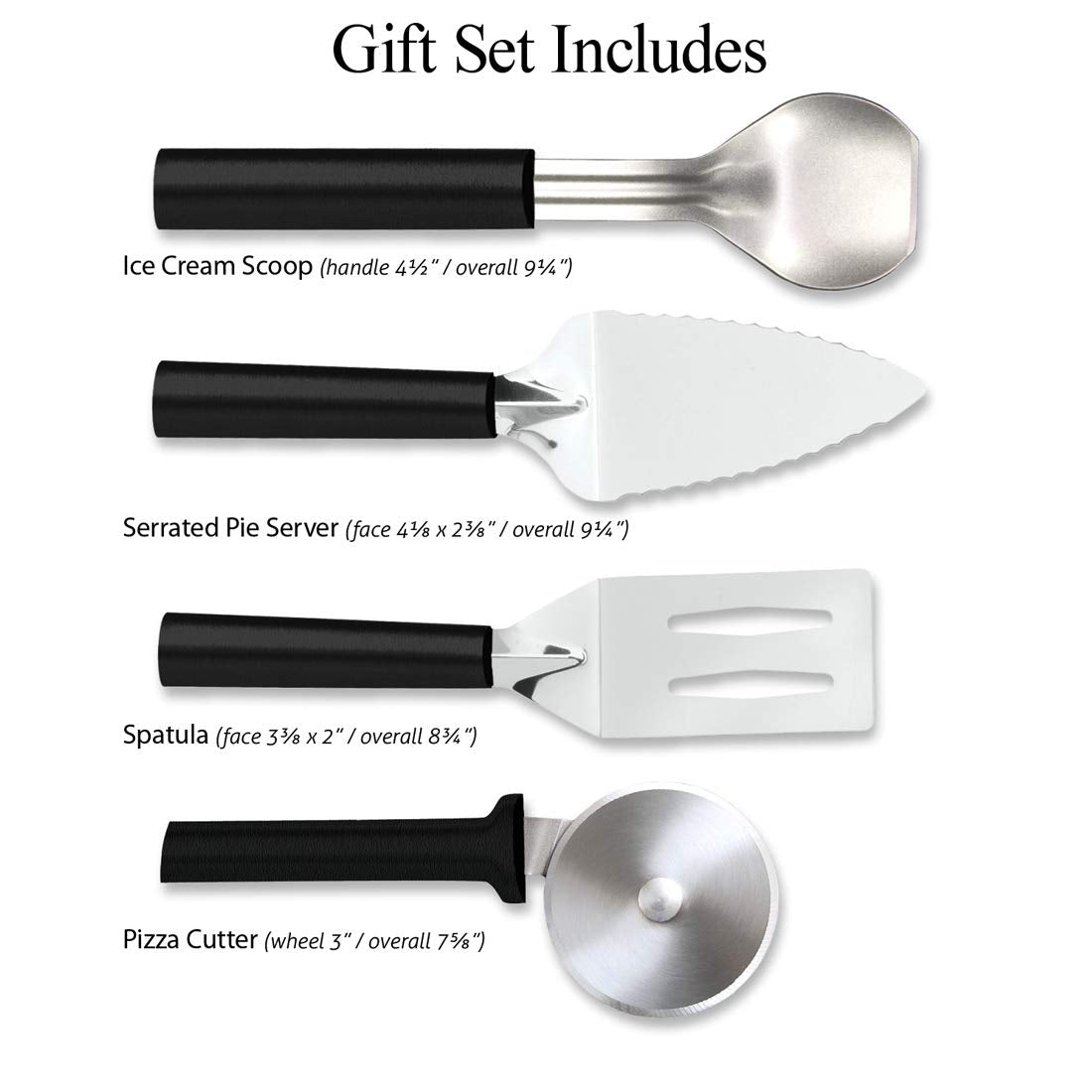 Rada Cutlery Ultimate Utensil Gift Set (G250), 4-Piece Utensil Set, Stainless Steel Blades, Black Handle