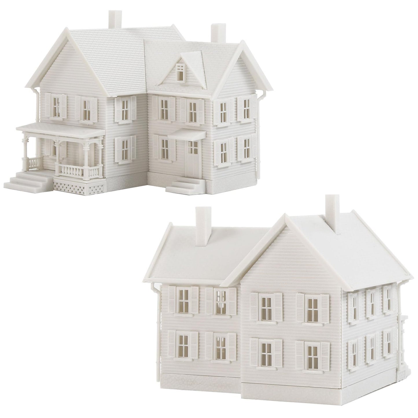 2PCS N Scale Model Blank Buidlings Kit Unassembled House for Model Train Layout Diorama JZN5885JJ (Two-story-2PCS)