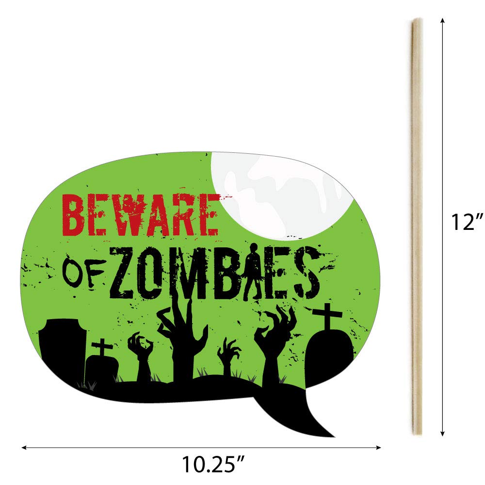 Big Dot of Happiness Zombie Zone - Halloween or Birthday Zombie Crawl Party Photo Booth Props Kit - 20 Count