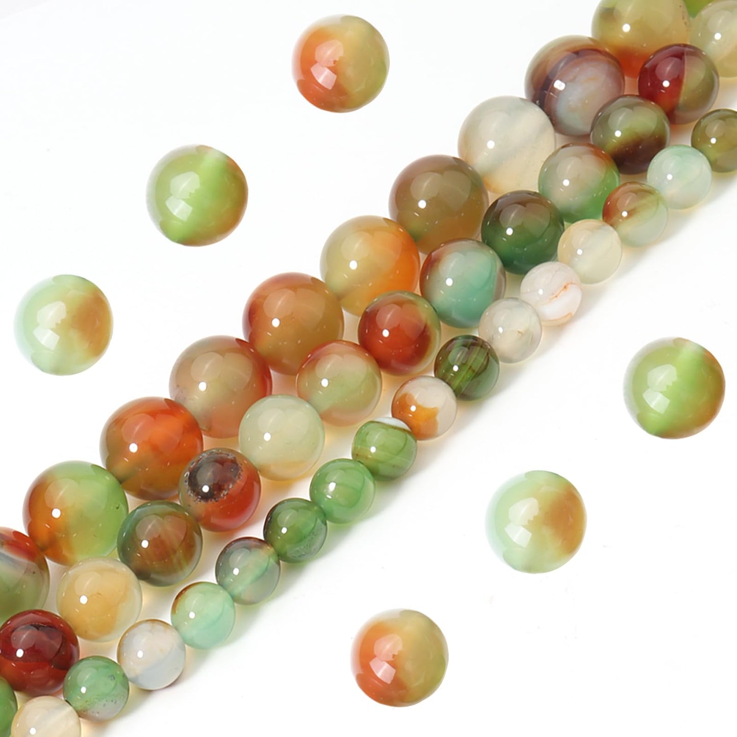 Siomia 45pcs 8mm Natural Peacock Agate Beads Energy Healing Crystal Round Loose Stone Beads for Jewelry Making, DIY Bracelets Necklaces