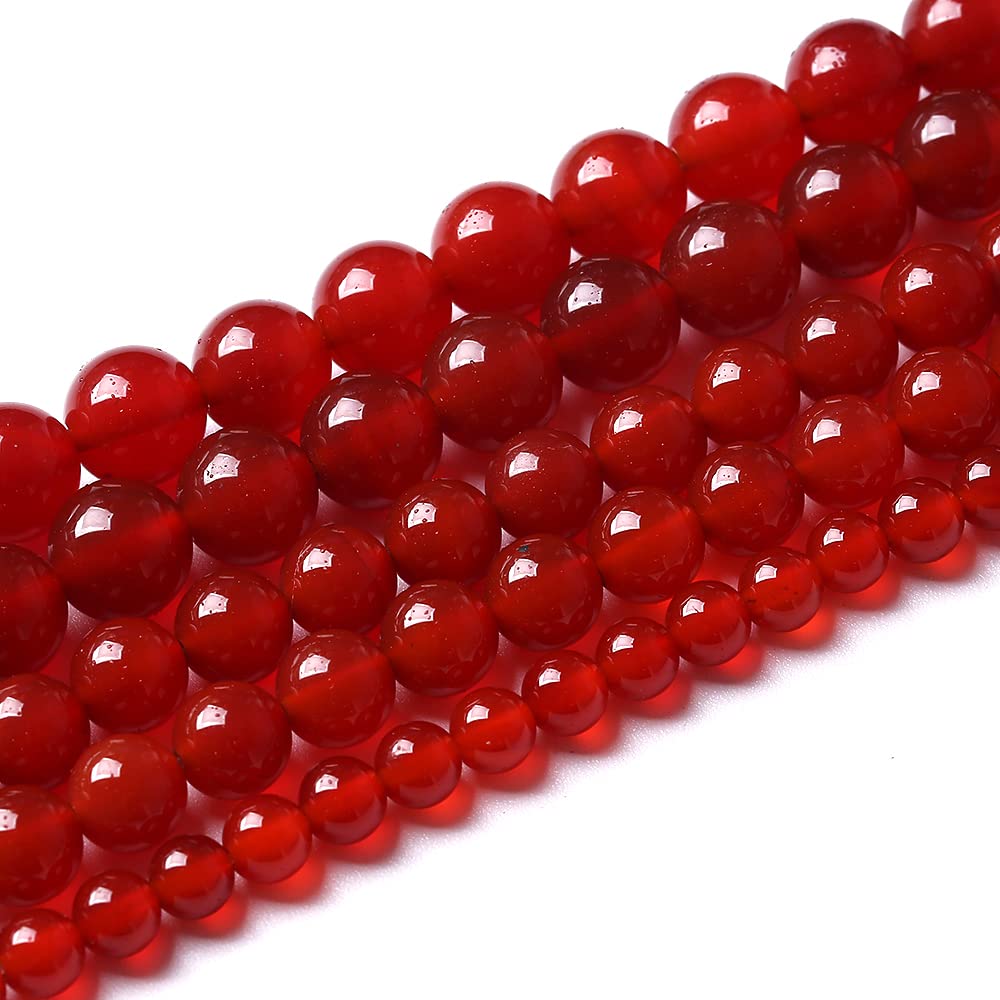 10mm 36pcs 7A Natural Red Agates Beads Round Loose Beads for Jewelry Making DIY Bracelet Necklace Energy Healing Power Stone Beads (Red Agate, 10mm)