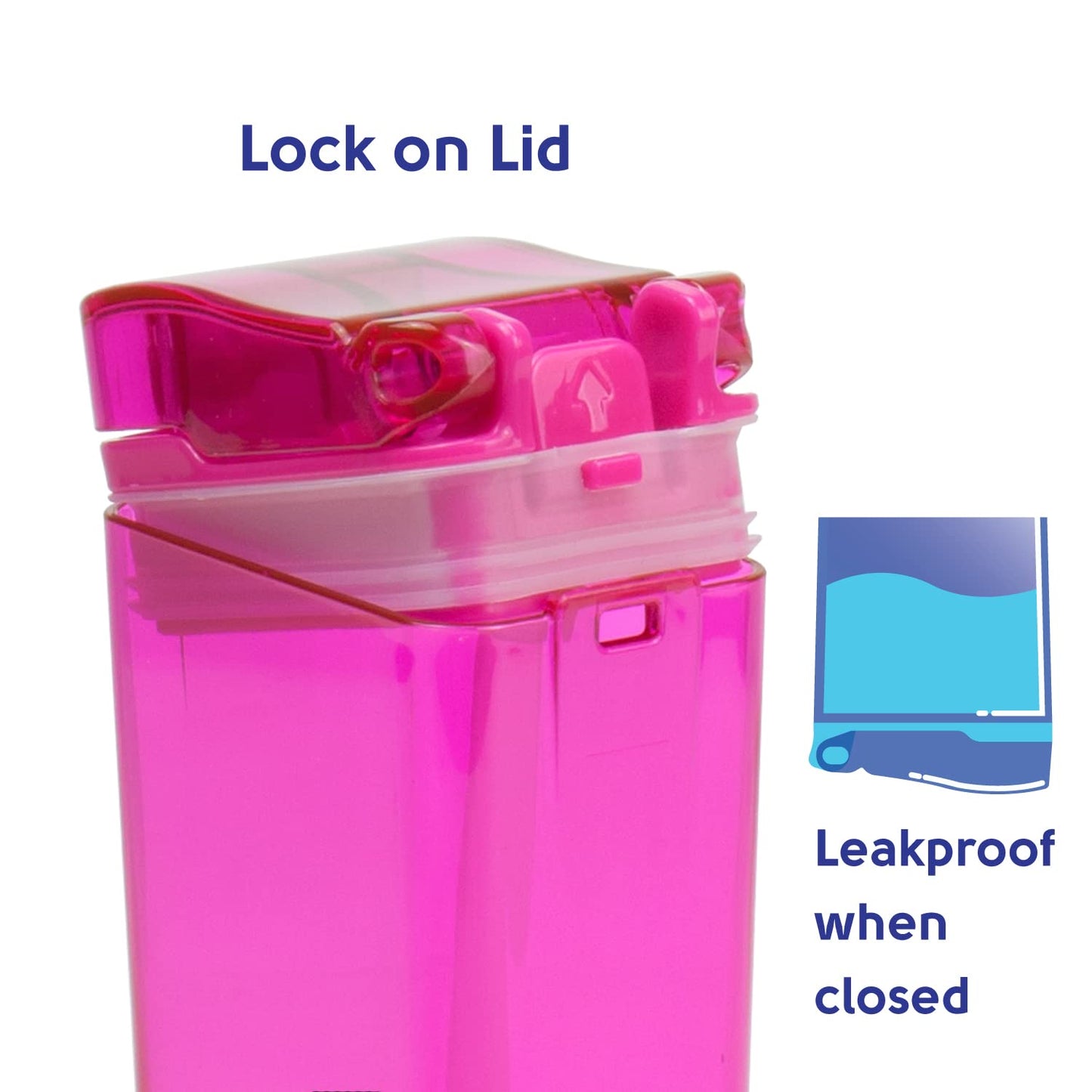 Precidio Design Drink in the Box Eco-Friendly Reusable Juice Box Container, 12 ounce, Pink