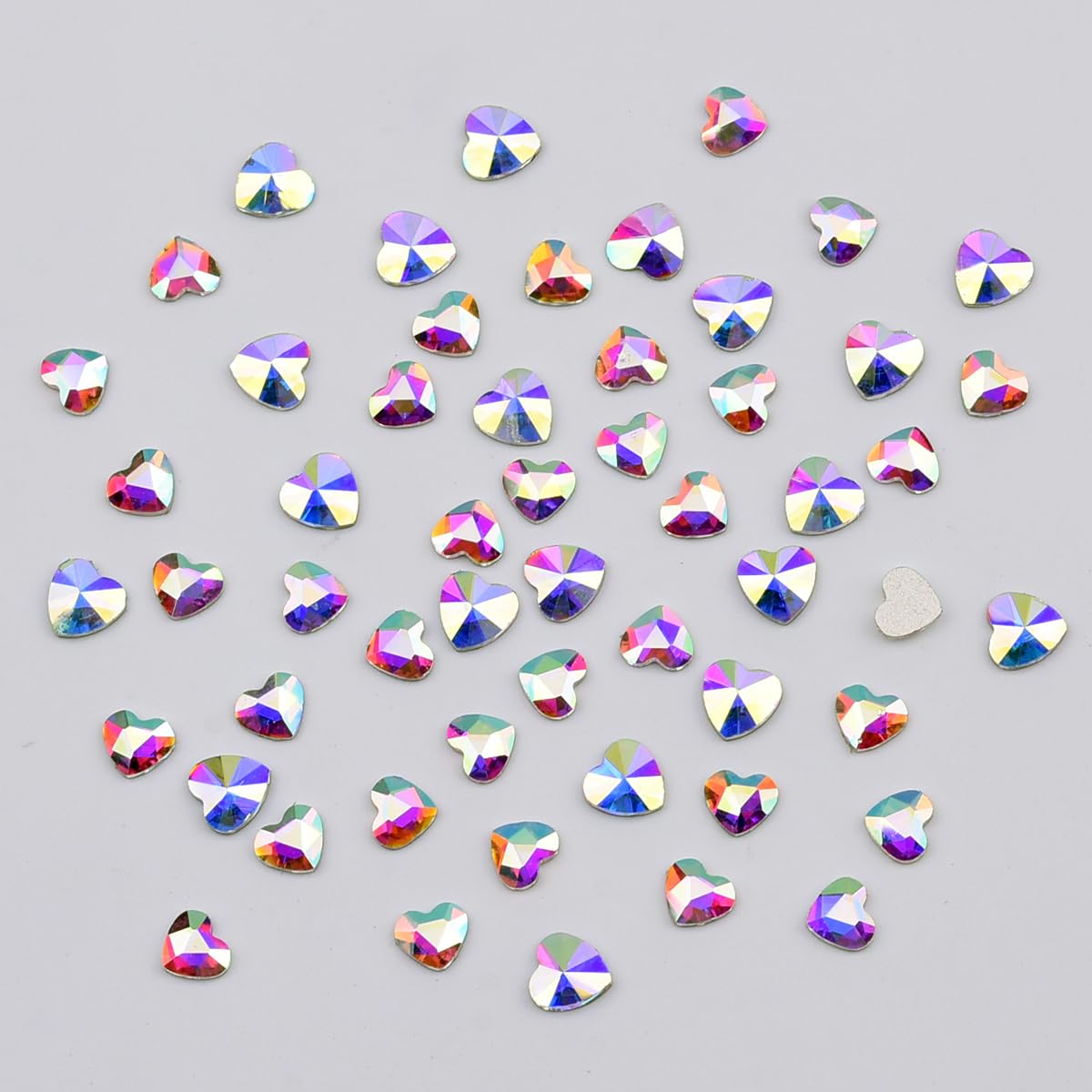 Tisslan 100pcs 2 Size Mix Heart Nail Decoration Crystals Ab Diamond Rhinestones Flatback Charms Supplies