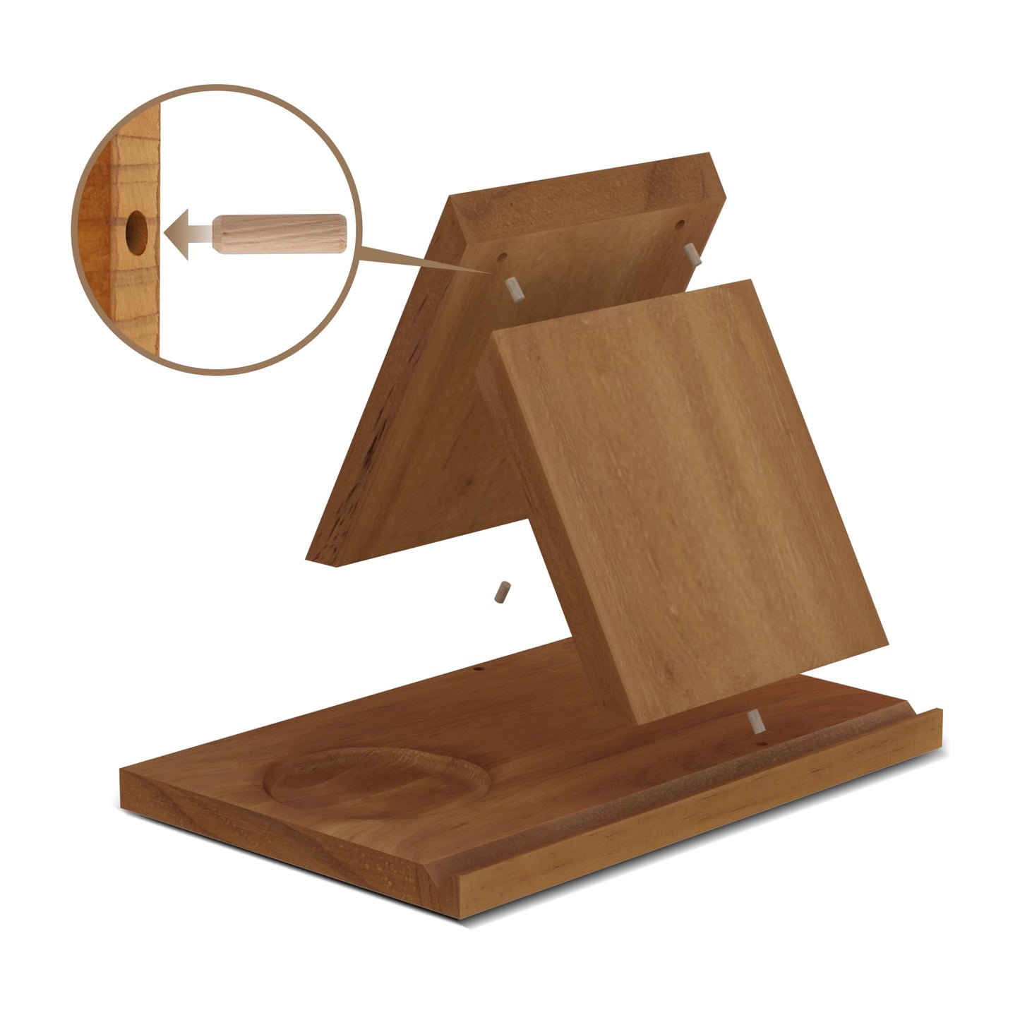 LITIVY Wooden Triangle Bookmark, Small Bookshelf with Drink Holder, Wood Book Reading Rest with Slotted, Book Corner Display Triangle Book Holder (Brown)