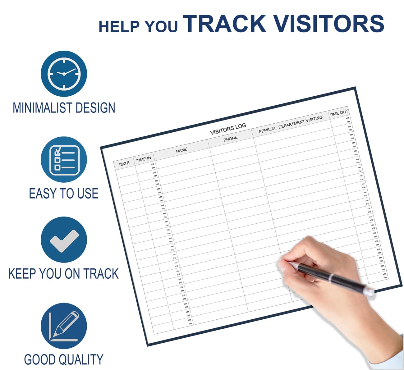 Visitors Register Book - Visitor Log Book with 120 Pages, 9" X 7", Blue Hardbound Cover, Wedding Reception and Events Reception Supplies