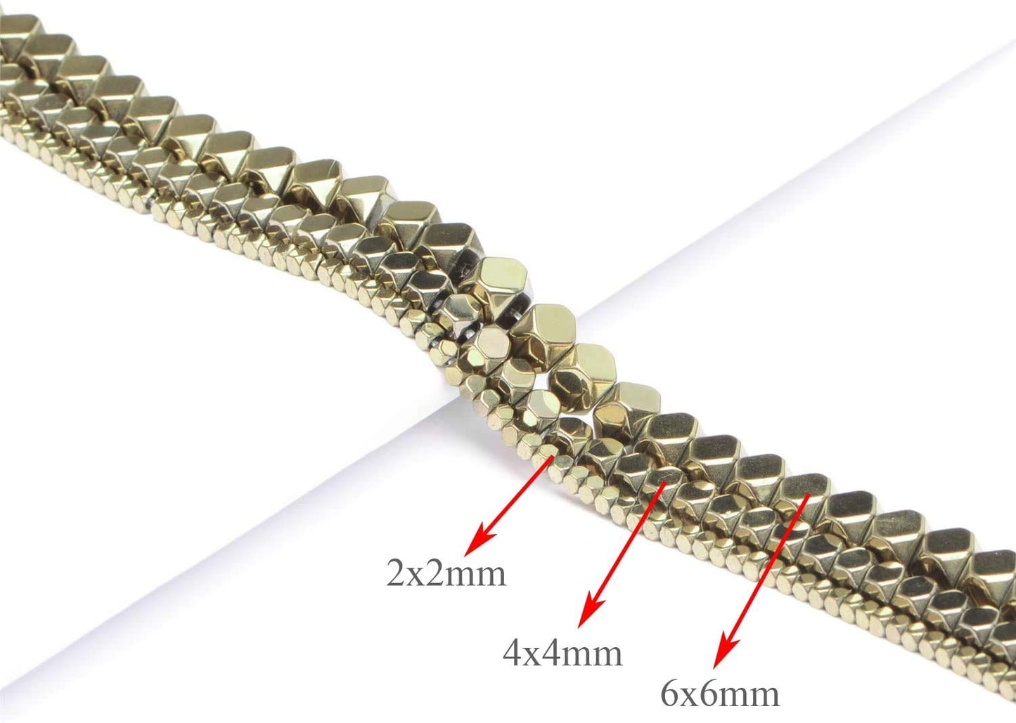 AD Beads Natural Hematite Gemstone Faceted Square Cube Loose Beads 16" (6x6mm, Metallic Pyrite)
