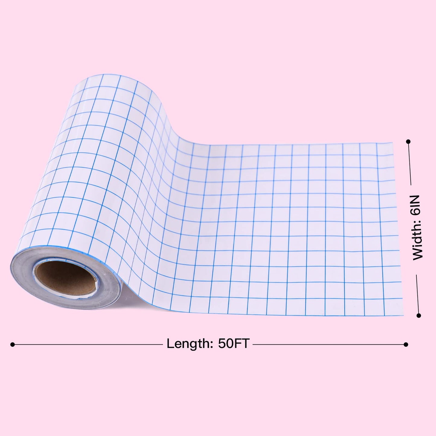 HTVRONT Transfer Tape - 6" x 50 FT Blue Alignment Grid Clear Transfer Paper - Application Vinyl Transfer Tape Roll for Self Adhesive Vinyl for Signs, Stickers, Decals, Walls, Doors & Windows