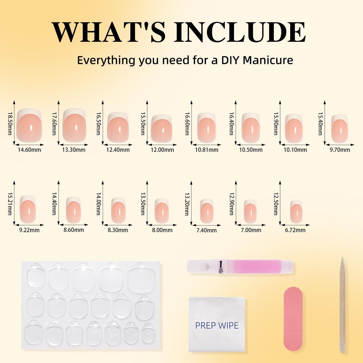 Leefrei French Tip Press On Nails Short Square - Nude French Fake Nails with White Tips, Reusable Glue On Nails Kit, 30pcs in 15 Sizes Nails Press ons, Pure French