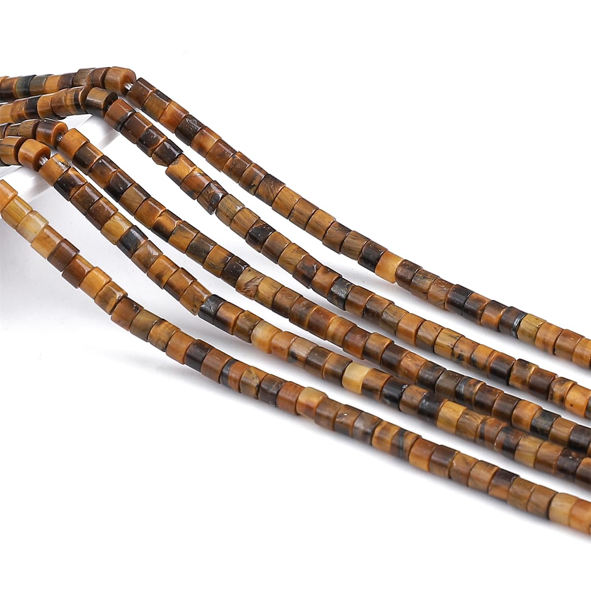 BEADIA Natural Yellow Tiger Eye Spacer Beads Caps Flat Round Loose Beads for Beading Jewelry Making 3mmx2mm 38cm