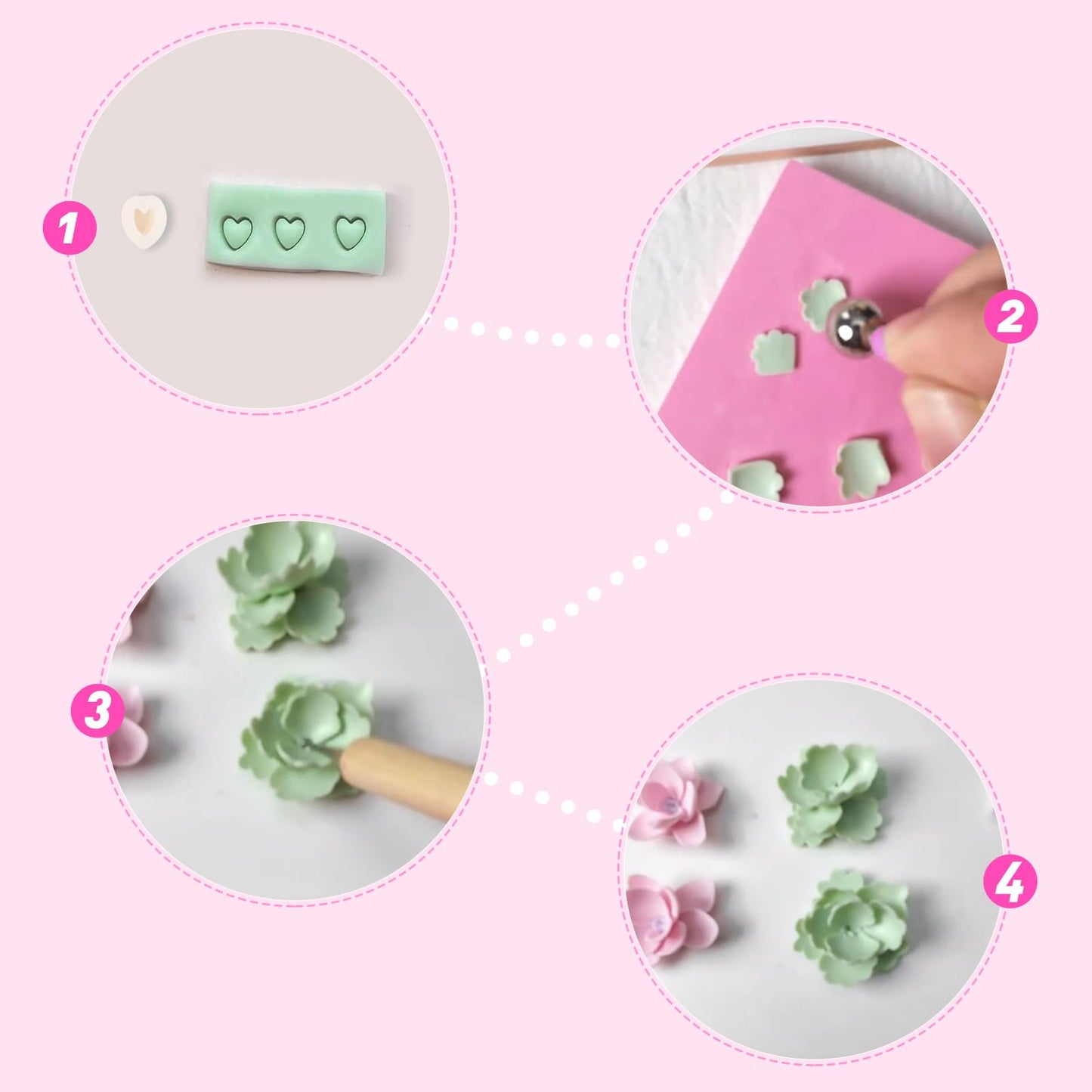 Biutee Flower Polymer Clay Cutters, 10 Shapes Floral & Leaf Micro Clay Cutters, Clay Earring Cutters Mini Floral Clay Cutters Polymer Clay Earring Making Kit for Jewelry Earrings Making DIY Tools