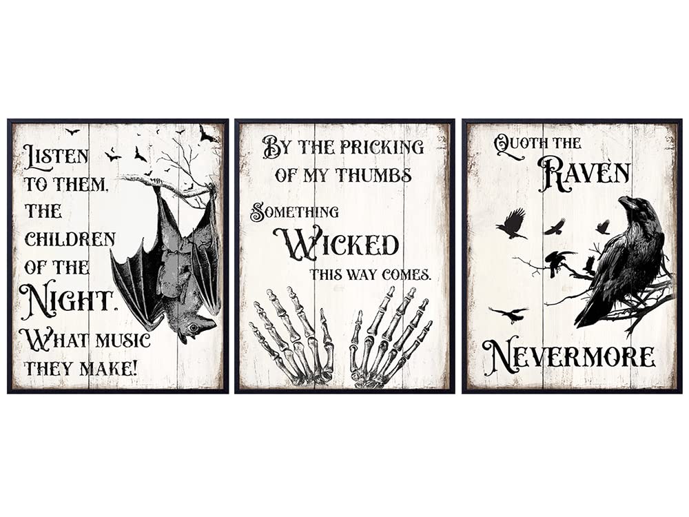 Gothic Edgar Allan Poe Decor - The Raven Wall Art - Dracula, Wicca, Vampire Bat, Witch, Witchcraft, Black Magic Supplies - Classroom Decor - Wiccan Pagan Gift - Creepy Spooky Medieval Goth Poster