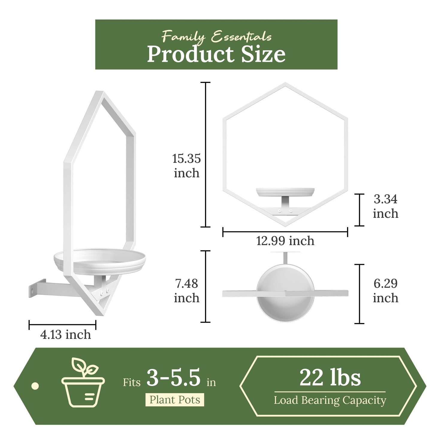 BXF Hexagon Floating Frame Plant Stand - 2 Pack Metal Wall Mounted Planters - Minimalist Geometric Hanging Decor for Indoor Succulents & Air Plants,White