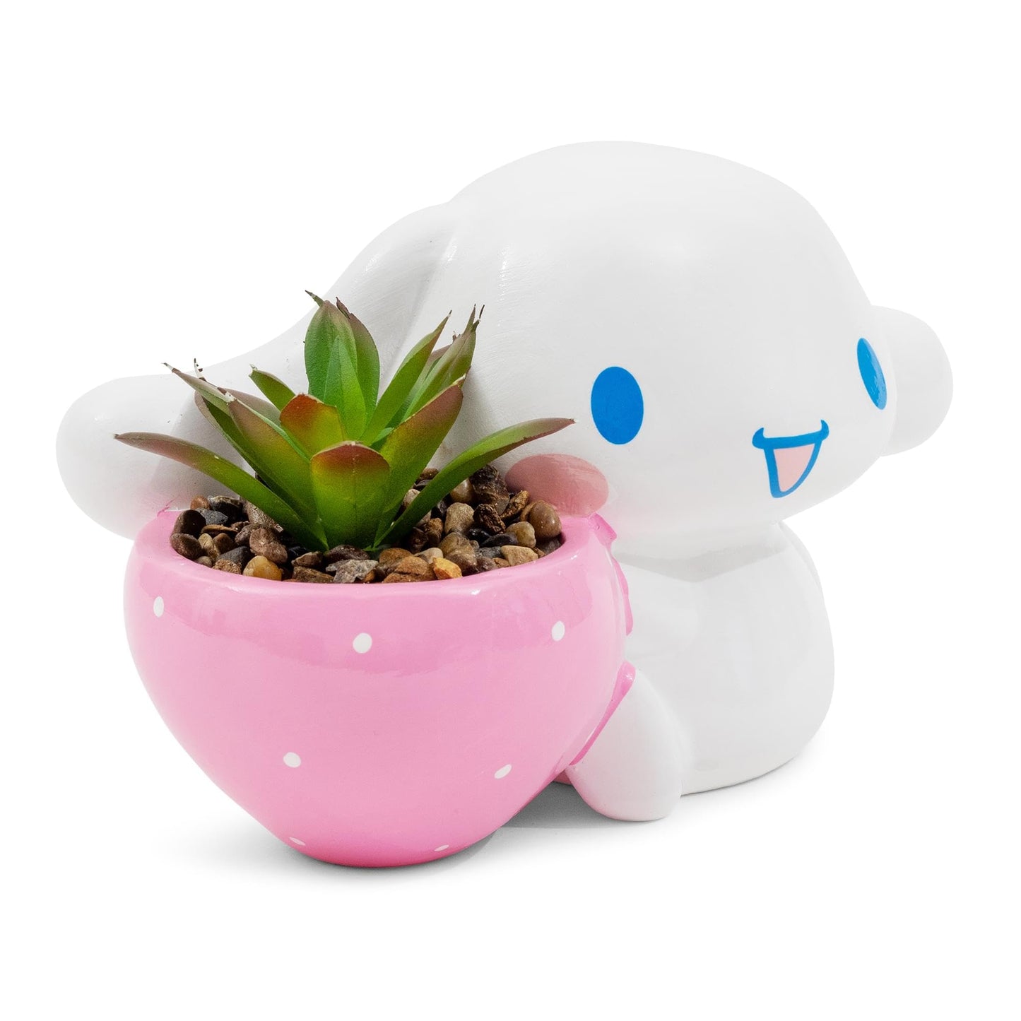 Silver Buffalo Sanrio Cinnamoroll Strawberry 4-Inch Sculpted Ceramic Mini Planter with Artificial Succulent