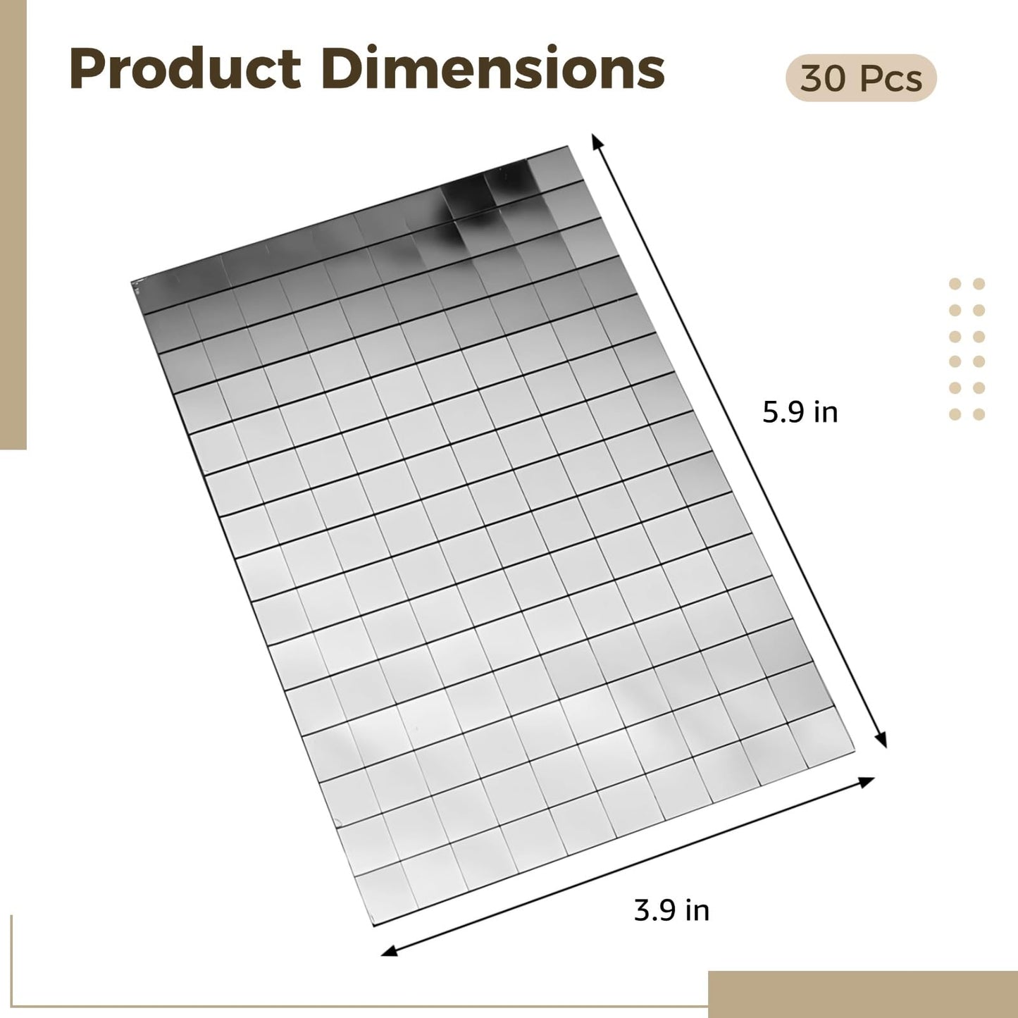 30 Sheets (4500 Pcs) Silver Disco Mirror Tiles, Self Adhesive Mosaic Tiles 5.9 x 3.9 x 0.2 in/15 x 10 x 0.5 cm, Real Glass Reflective Sheets for Disco Ball Decor, DIY Craft Party Decoration