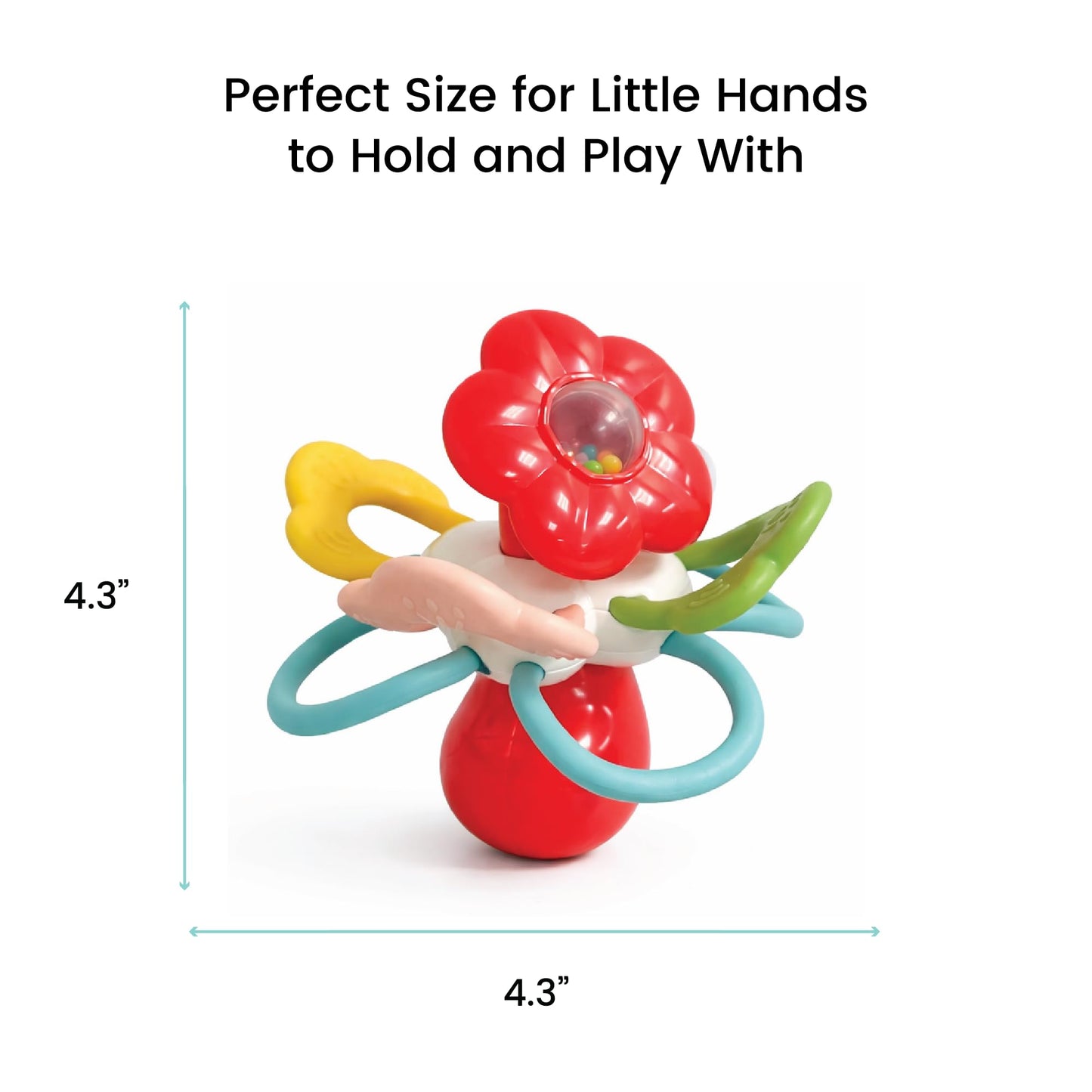 Lulyboo Flower Rattle Teether: BPA-Free Silicone with Textured Petals, Built-in Rattle Beads and 360° Twist. Soft, Flexible Design soothes Gums While Supporting Sensory and Motor Skill Development