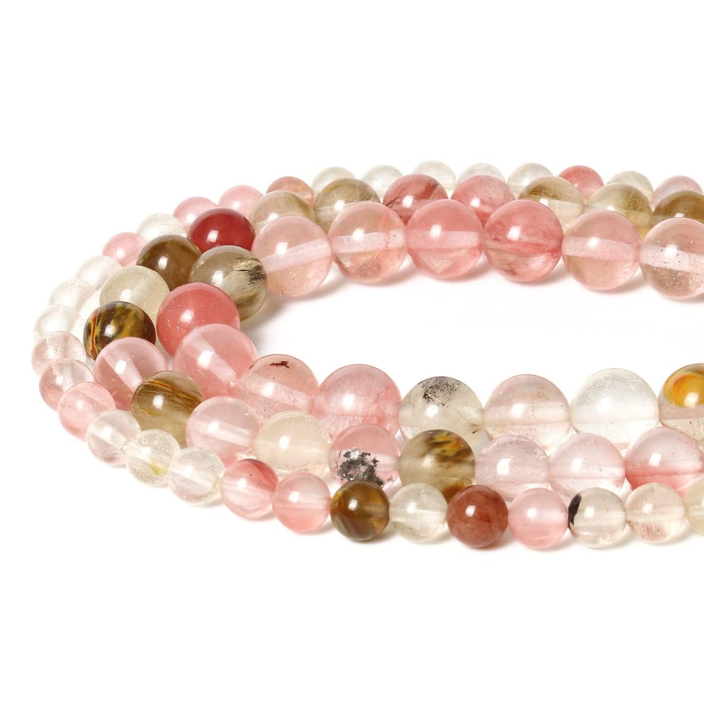 About 60pcs 6mm Natural Stone Beads Fire Cherry Quartz Beads Energy Crystal Power Gemstone for Jewelry Making, DIY Bracelet Necklace