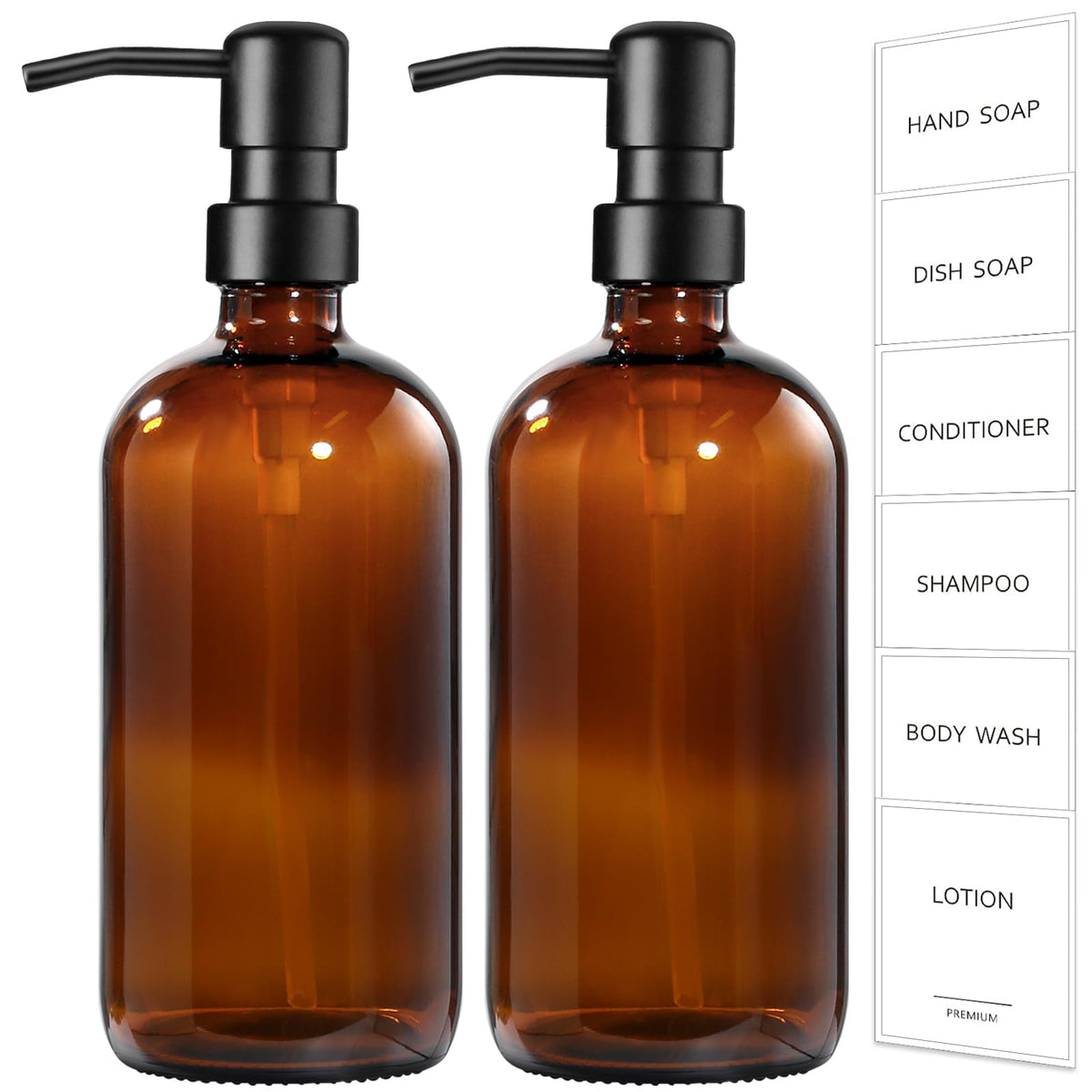 Amber Glass Soap Dispenser (8 Count)