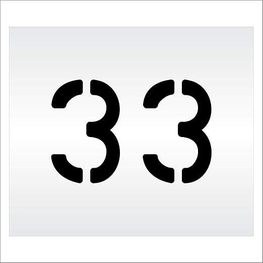 Pavement, Curb, and WheelStop Stencils - 6 inch Double Number Stencil - (33) - 6" x 9" x 1/16" (63 mil) - Light-Duty