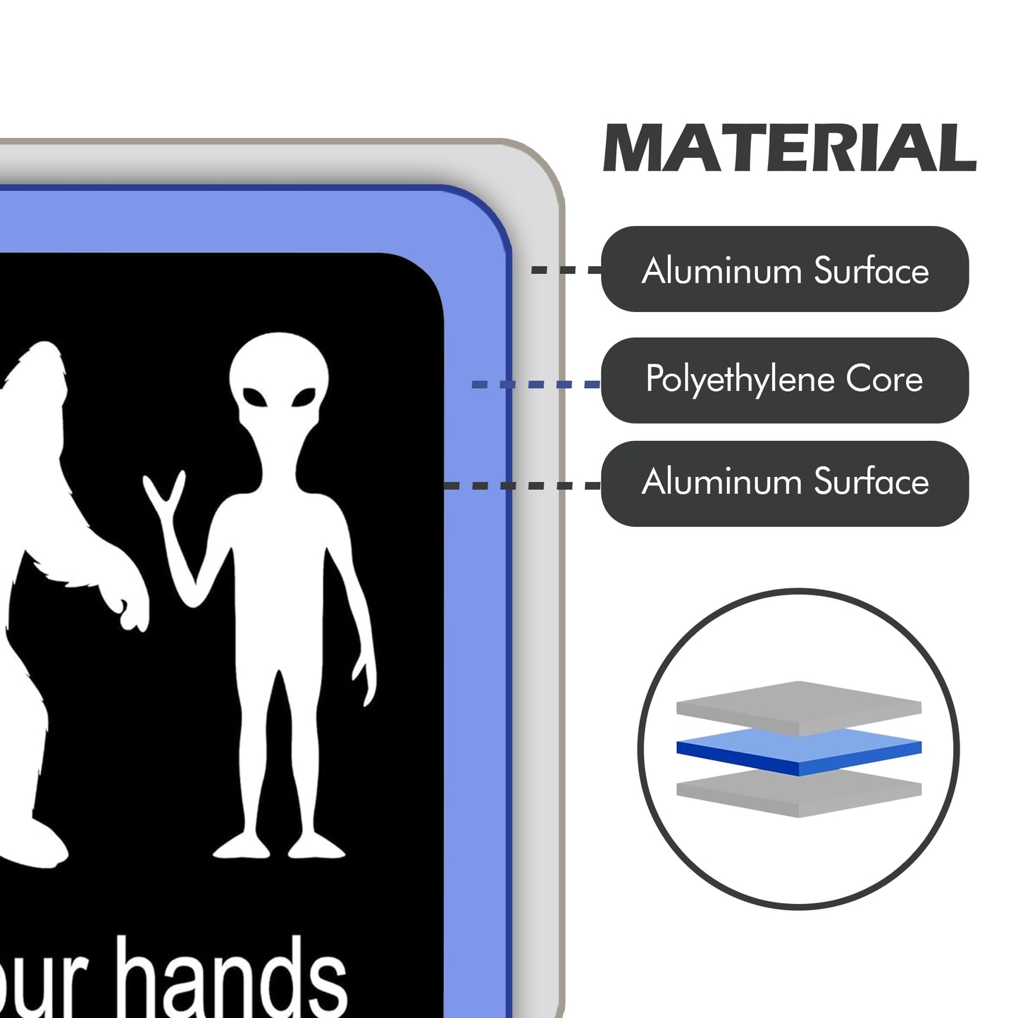 Just Please Wash Your Hands Bathroom Sign | Bigfoot Alien Funny Signs - Inclusive Decor - Door & Wall Restroom Signs - 8.5"x10"