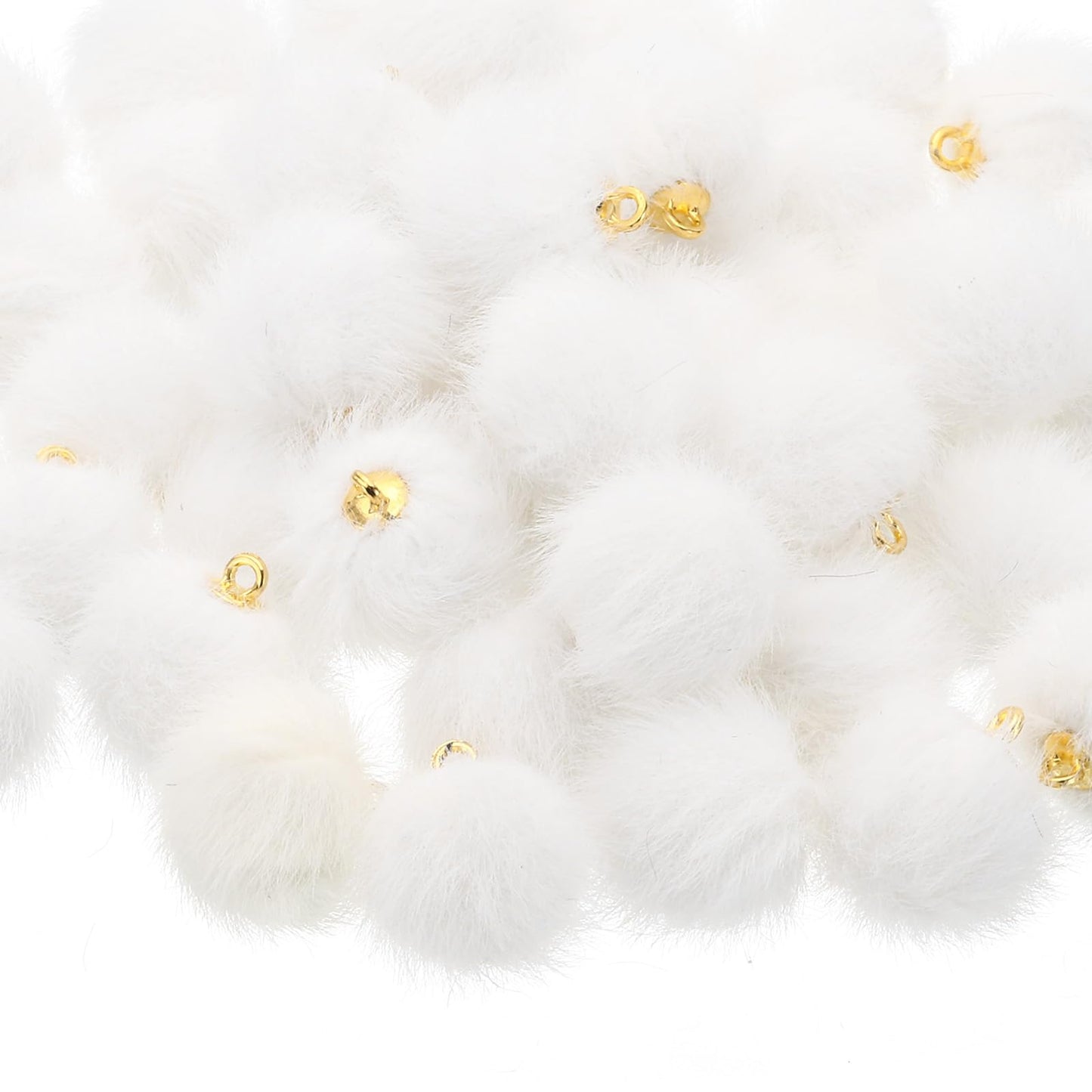 Patikil 50pcs Pom Poms Charm, Pompoms Pendants Balls Small Fluffy Tassel Bulk for Crafts Jewelry Making, White