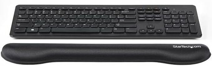 StarTech.com Foam Keyboard Wrist Rest for Ergonomic Typing Support - Padded Non-Slip Keyboard Cushion - Laptop or Desktop Computer Keyboard Wrist, Hand & Arm Rest - Soft Black Nylon Rest Pad, TAA