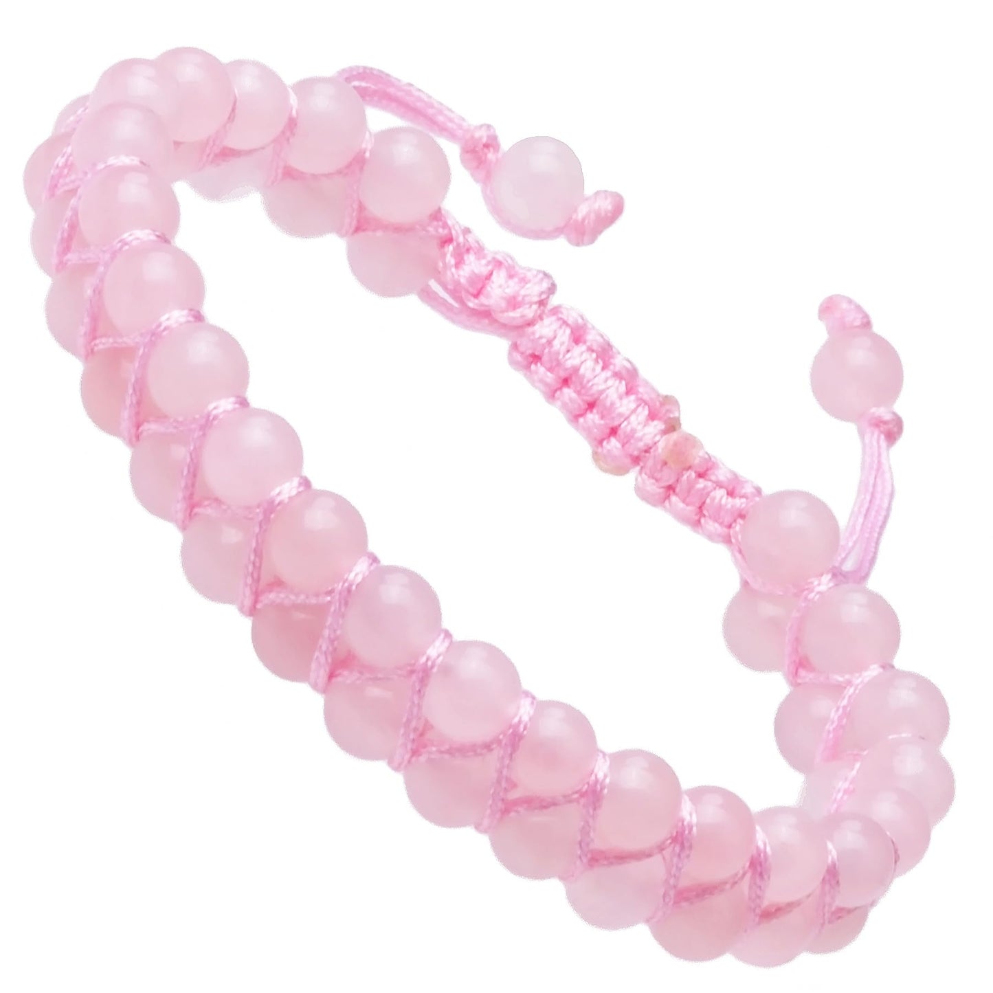 MASSIVE BEADS Natural Chakra Healing Power Crystals Macrame Bracelet Yoga Double Layer Stone Beads Gemstone Meditation Relax Anxiety Bangle for Unisex Women Men (Rose Quartz, 6mm)