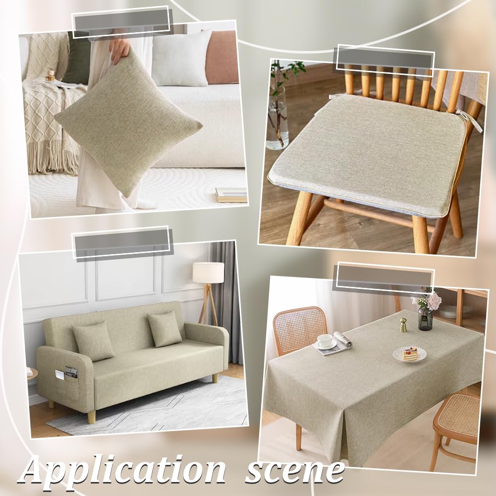 AHANDMAKER 2 Yards Thick Canvas Upholstery Fabric 58 Inch Width Premium Polyester Material DIY Sofa Accessories for Home Decor, Furniture Reupholstering, Craft Projects (Beige)