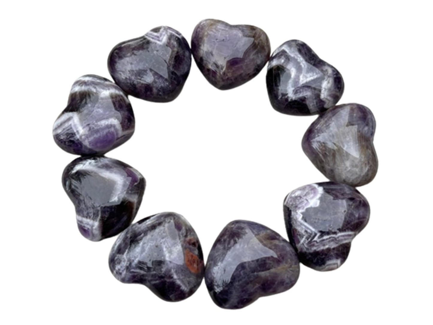 GAF TREASURES Chevron Amethyst Gemstone Hearts, Polished Chevron Amethyst Puffy Hearts, Chevron Amethyst Crystal Palm Stone, Chevron Amethyst Healing Crystal Hearts (1 Heart)