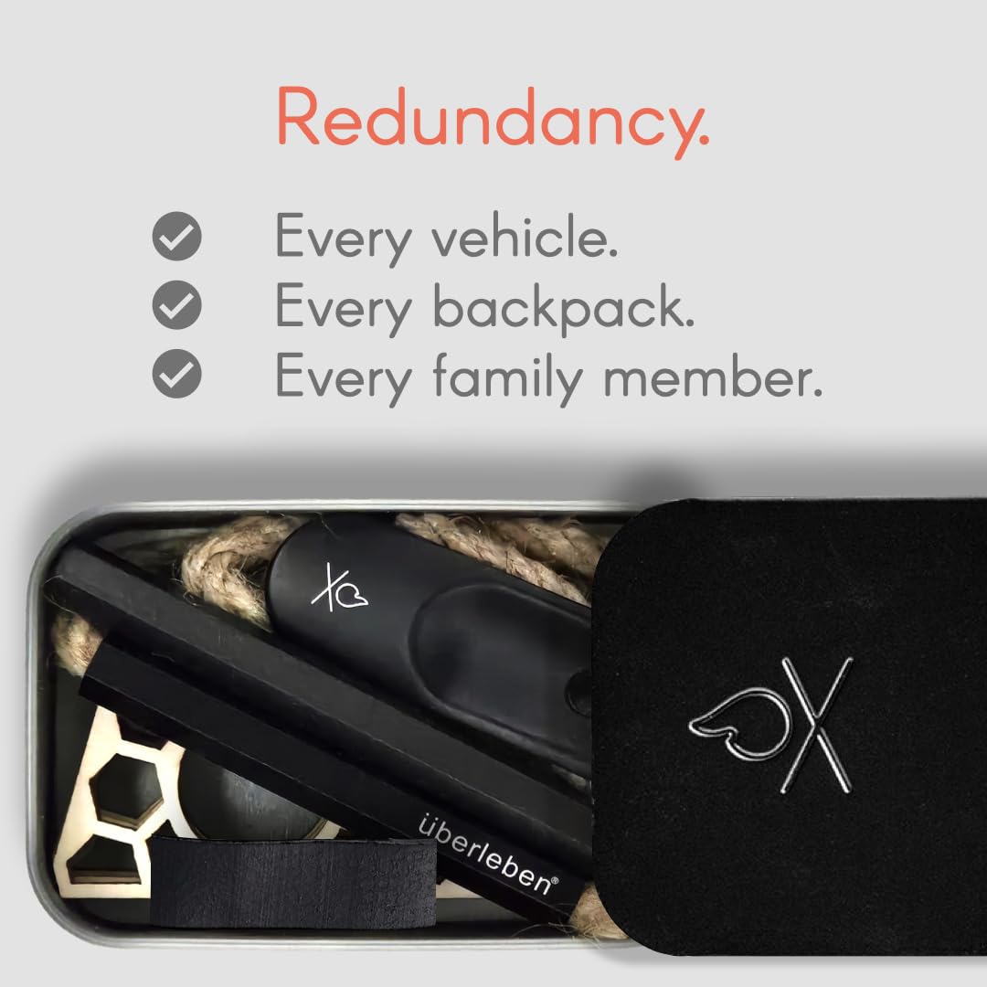 Überleben | FIREKIT Survival Fire Starter Kit – All-in-One Ferro Rod, Striker, Tinder Wick & Bellow – Waterproof Camping Essentials