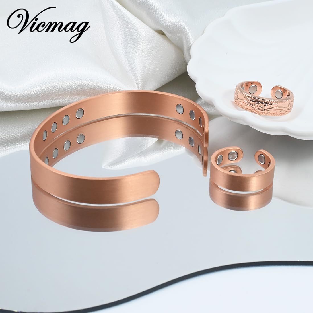 Vicmag Copper Magnetic bracelet for Women Men Magnetic bracelets 100% Solid Pure Copper Gift(3pcs)