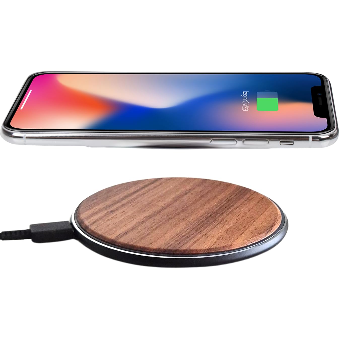 GARCIX 15W Wooden Wireless Charger | Stylish Design Qi Wireless Charger Station | USB Type C Cable | Compatible for iPhone 15 14 13 Pro MAX X Plus, Samsung Galaxy Ultra, Airpods