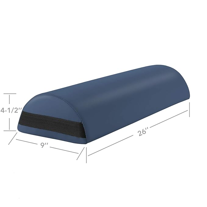 Saloniture Jumbo Half Round Massage Table Bolster Pillow Pad - 26 x 9 x 4.5 Inch - Blue