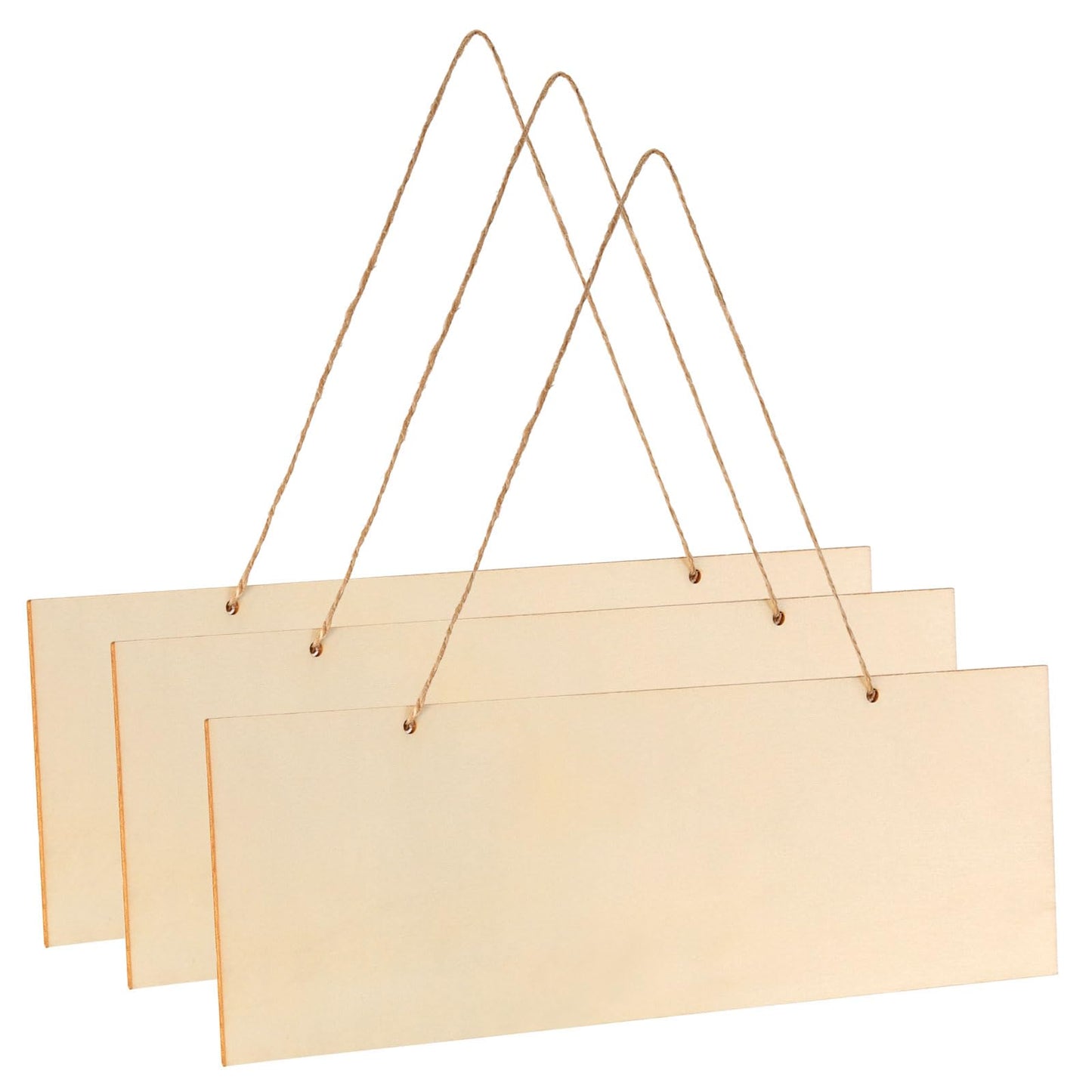 uxcell 3Pcs Unfinished Hanging Wood Sign, 11.8 x 3.9 Inch Rectangle Box-Wood Blank Plaque for DIY Crafts Art Projects Home Decoration (Beige)