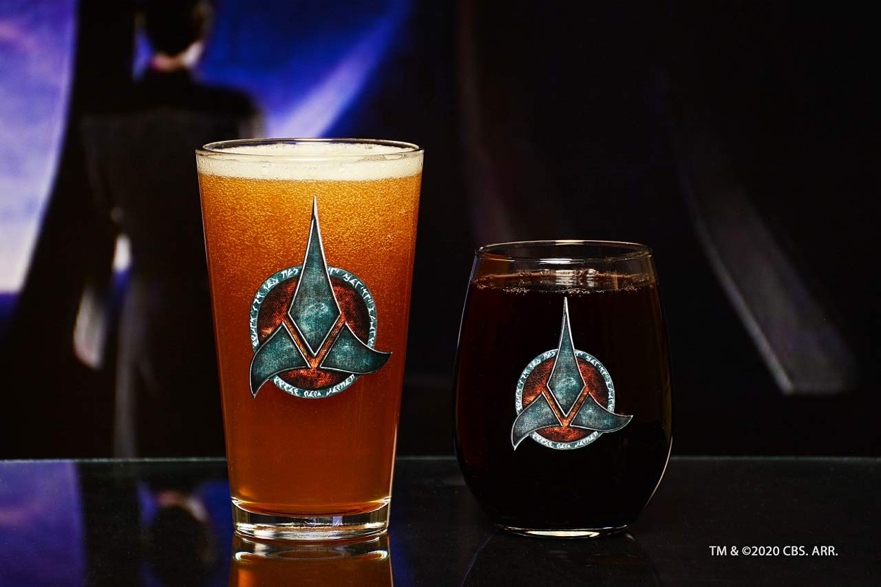 STAR TREK Warrior Printed Pint & Stemless Wine Glass Set - Officially Licensed, Premium Quality, Handcrafted Glassware - A Collectible Gift for Series Lovers, Birthdays, & Special Occasions