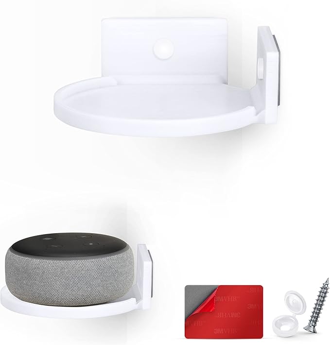 BRAINWAVZ 4” Small Floating Shelf, Adhesive & Screw in, for Bluetooth Speakers, Cameras, Plants, Toys, Books & More, Easy to Install Shelves Wall Mount (White)