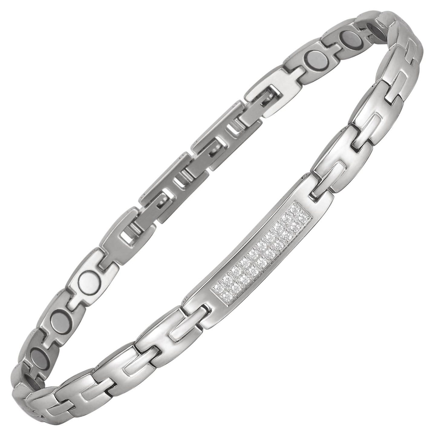 MagVIVACE Magnetic Anklet for Women, Stainless Steel Ankle Bracelet with Magnets(silver)
