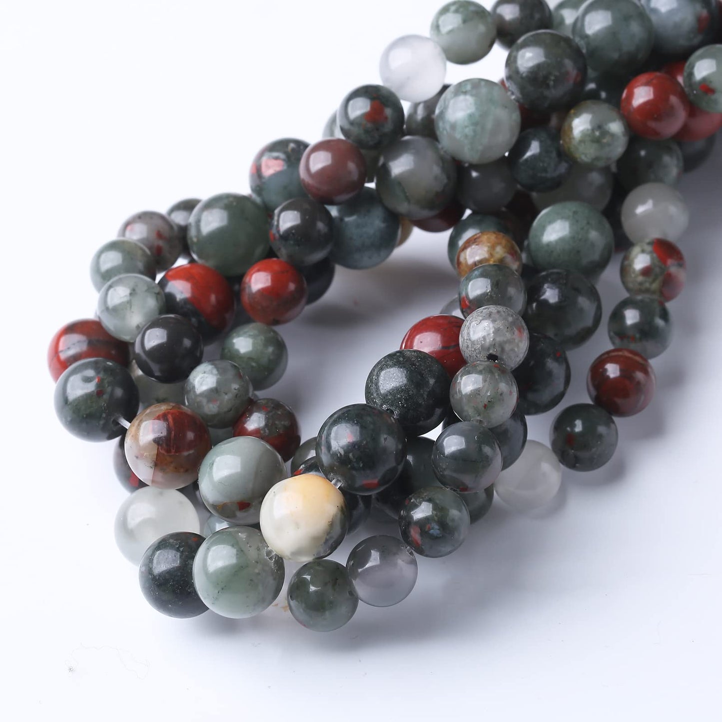 90PCS 4MM African Bloodstone Beads Natural Gemstone Round Stone Beads for Jewelry Making DIY Energy Stone Healing Power Bracelet 15"