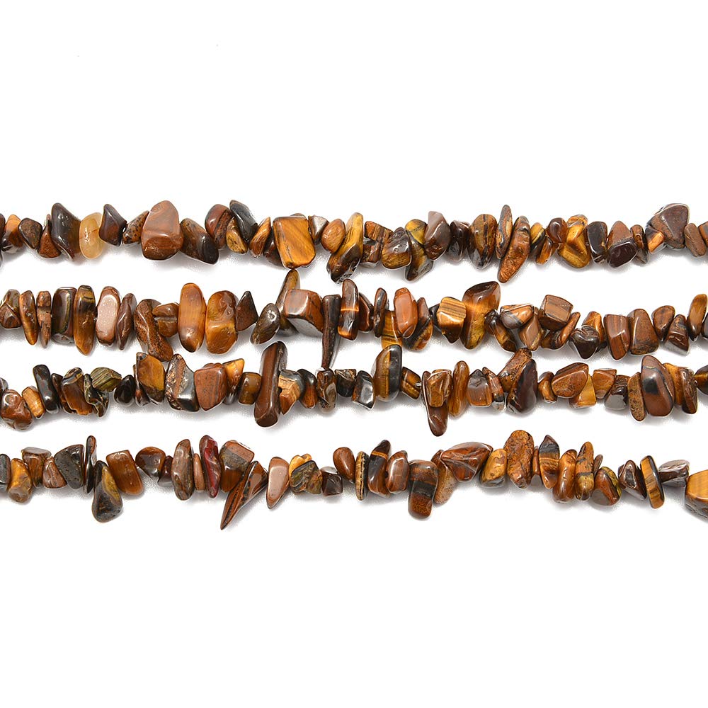 PLTbeads Gemstone Chips Natural Yellow Tiger Eye 3-5mm Healing Crystals Waist Bracelets Necklace Kit Irregular Stone DIY Crafts Design Jewelry Making Approxi 32 inch