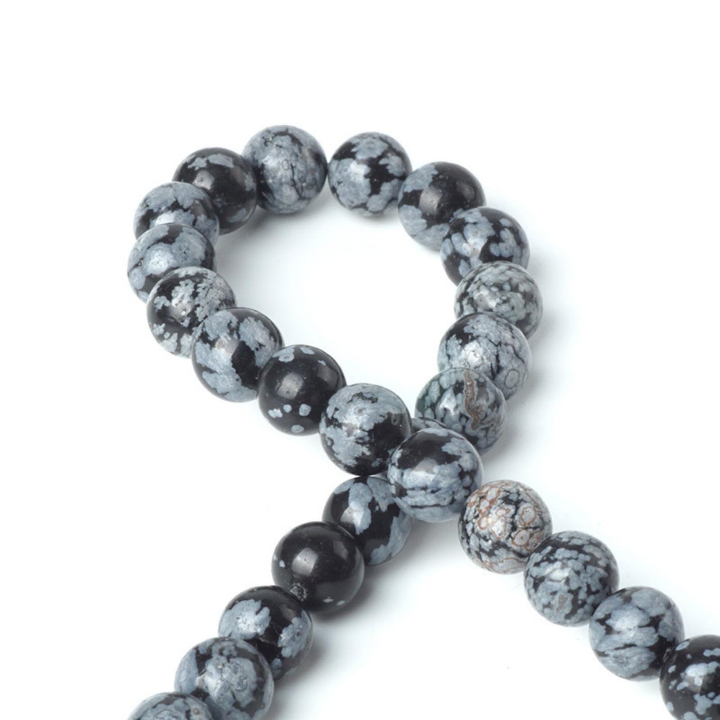 100Pcs Natural Stone 6mm Snowflake Round Loose Gemstone Energy Healing Beads Hole Size 1mm DIY Smooth Beads for Bracelet Necklace Earrings Jewelry Making