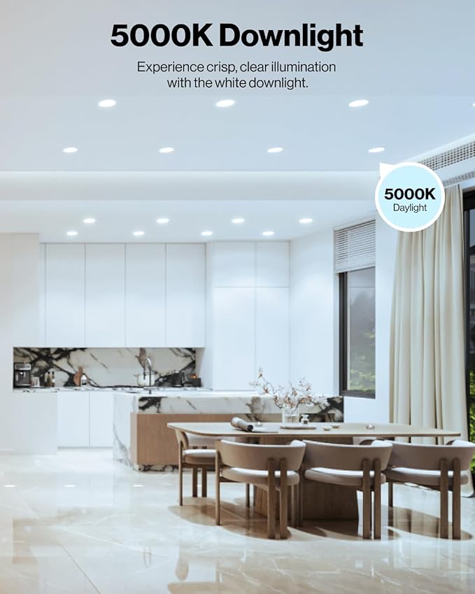 Sunco 4 Pack 6 Inch Smart Ultra Thin LED Recessed Ceiling Lights Slim, RGB+5000K Daylight, Dimmable, 15W, Canless Wafer with Junction Box - ETL.