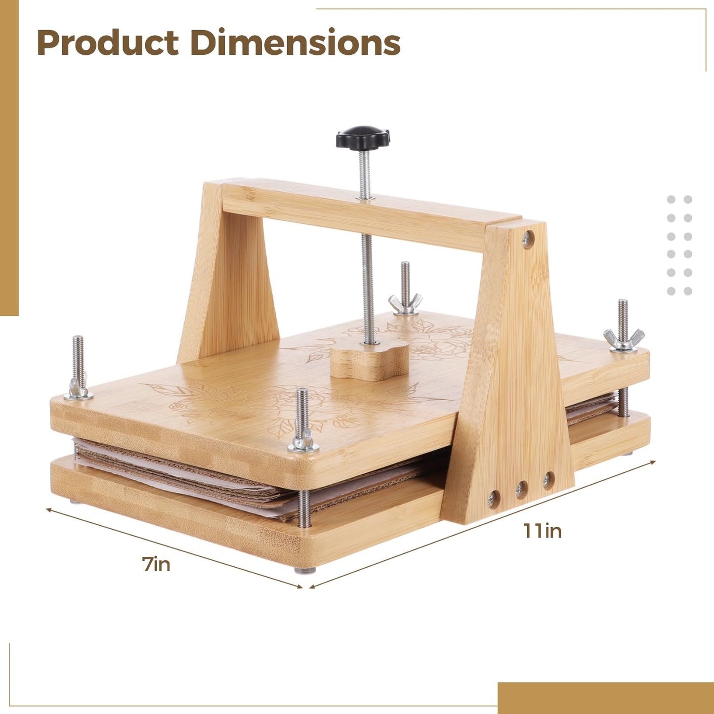 Large Flower Press Kit with 6 Layers, Wood Floral Pressing Kit for Adult DIY Art Craft, Includes Flower Press, Cardboard Plates, Absorbent Paper