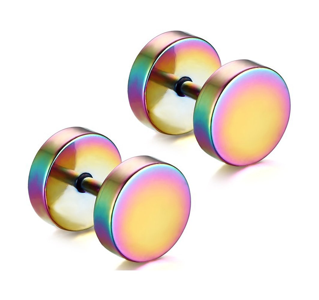 Xusamss Punk Body Piercing Titanium Steel Round Barbell Stud Earrings