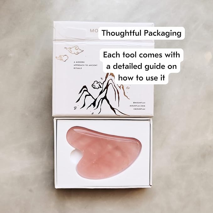 Mount Lai Rose Quartz Gua Sha Facial Tools – The Stone of Love – Face & Body Guasha Tools for Self-Care, Massager for Sculpting, Muscle Tension Relief & Puffiness Reduction