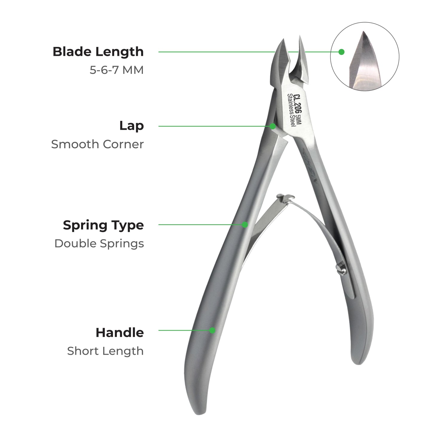 NGHIA Professional Cuticle Nipper CL-206 | Stainless Steel (5MM) | Salon Quality & Surgical Grade | Precision Cuticle Trimmer