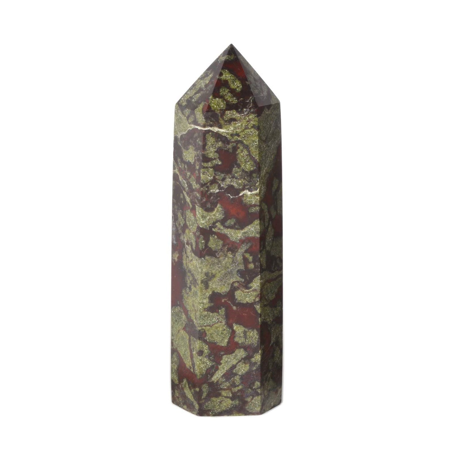 Large Dragon Blood Jasper Gemstone Crystal Hexagonal Pointed Tower Reiki Chakra Faceted Prism Wand Stone Home Decor