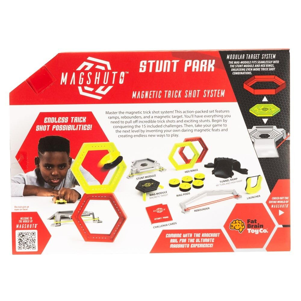 Fat Brain Toys Magshuto Stunt Park, Trick Shot System, Magnet Toys Skill Disc Launch Set, Magnet Game for Kids and Tweens