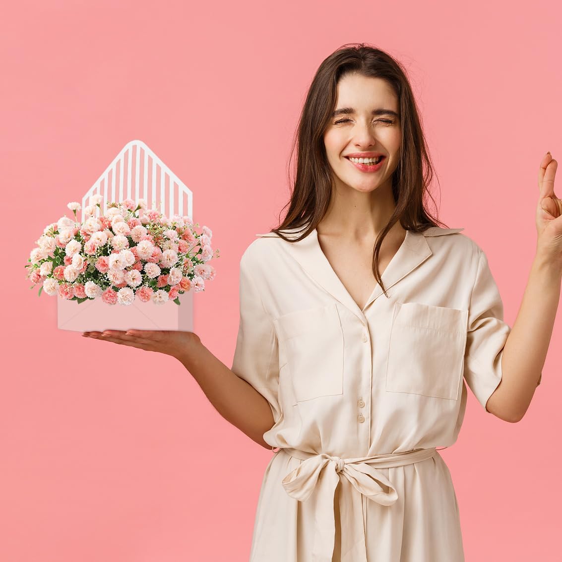 4 Pcs Mother's Day Florist Bouquet Envelope Boxes Mixed Style Flower Bouquet Packaging Gift Paper Boxes Gift Wrapping Envelope Box Flower Bags for Valentines Wedding Birthday Party Supplies(Striped)