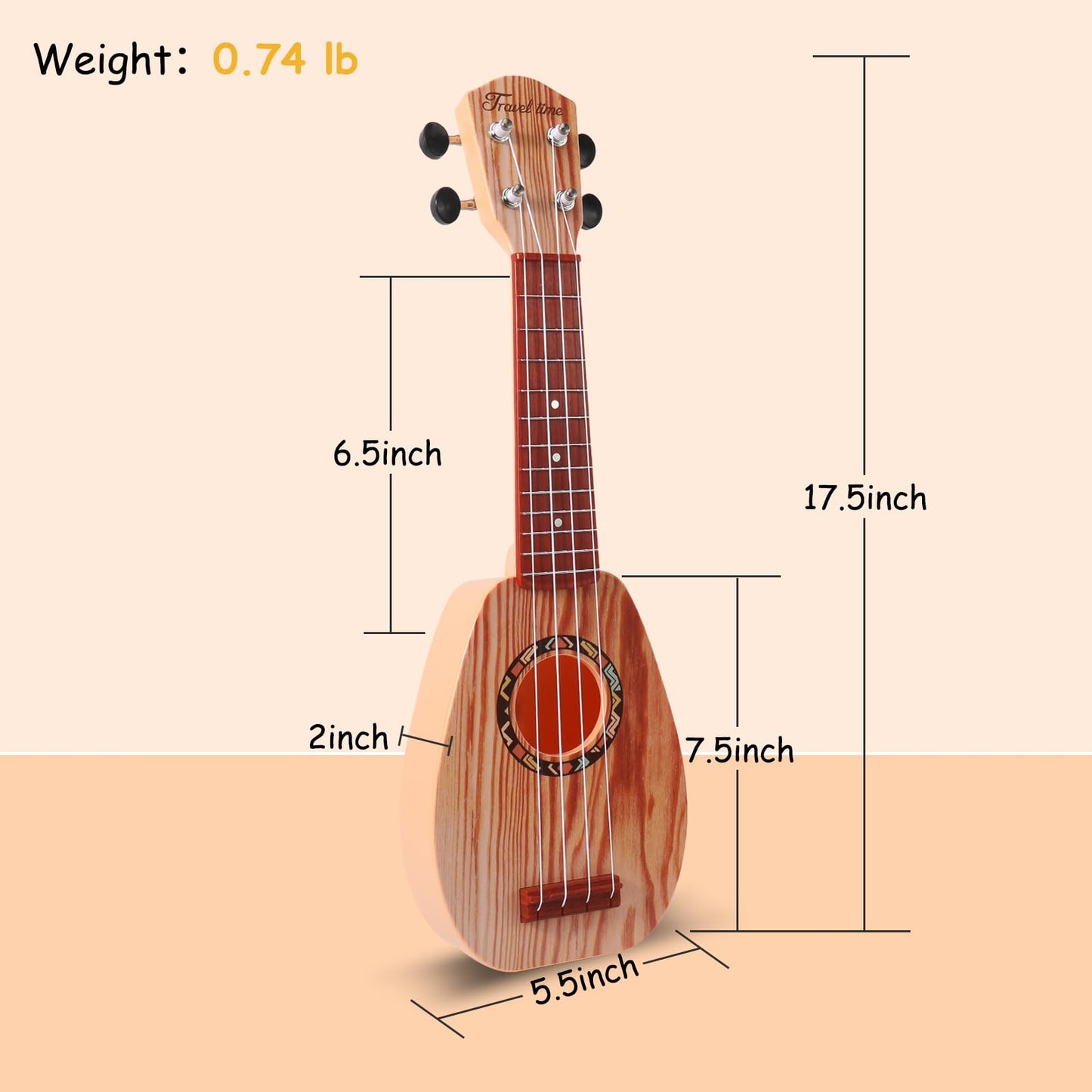 YOLOPARK 17" Kids Toy Guitar for Girls Boys, Mini Toddler Ukulele Guitar with 4 Strings Keep Tones Can Play for 3, 4, 5, 6 7 Year Old Kids Musical Instruments Educational Toys for Beginner (Wood)