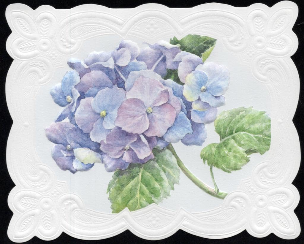 Poster Foundry Set of 3 - Blue Hydrangea Boxed Note Cards by Carol Wilson. 10 embossed 4x5 Die-Cut Notecards and Matching Stationery Envelopes in Decorative Gift Box with Magnetic Flap. NCP2101